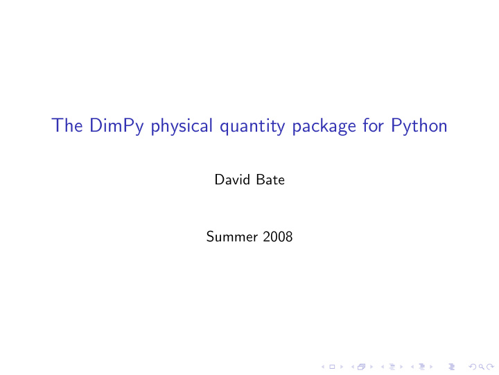 the dimpy physical quantity package for python