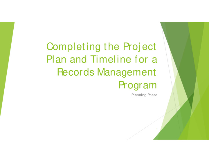 completing the proj ect plan and timeline for a records