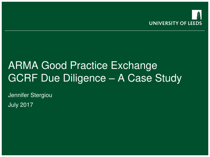 gcrf due diligence a case study