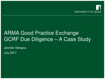 GCRF Due Diligence  A Case Study  Jennifer Stergiou  July 2017  Before GCRF
