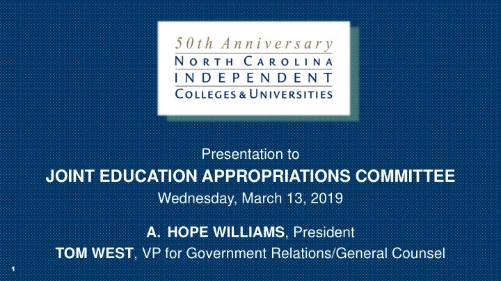 joint education appropriations committee