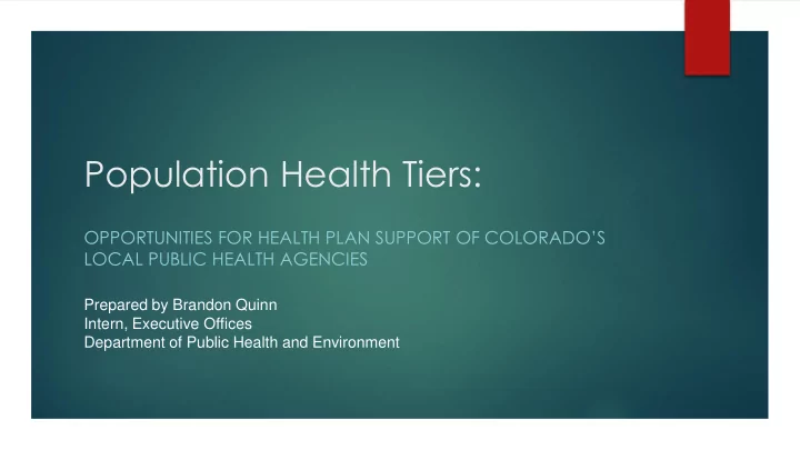 population health tiers