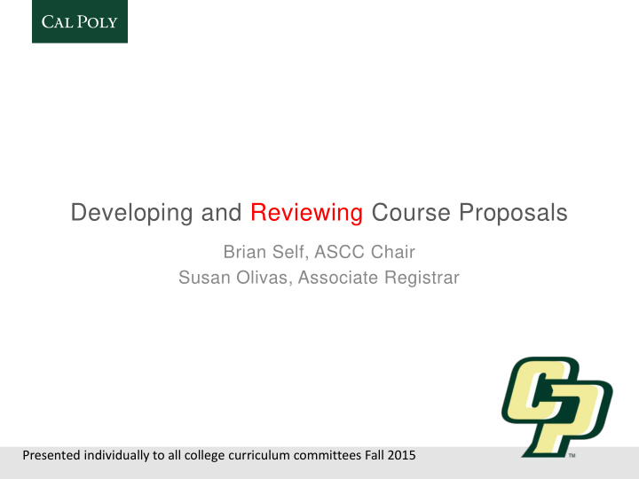 developing and reviewing course proposals