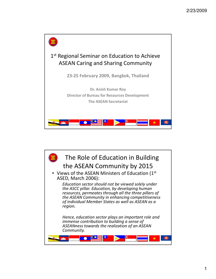 the role of education in building the asean community by