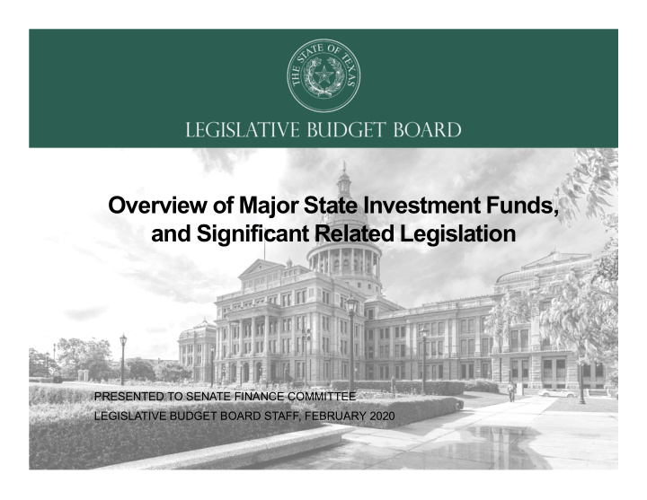 overview of major state investment funds and significant