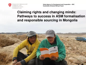 and responsible sourcing in Mongolia Swiss Agency for Development and Cooperation  SDC