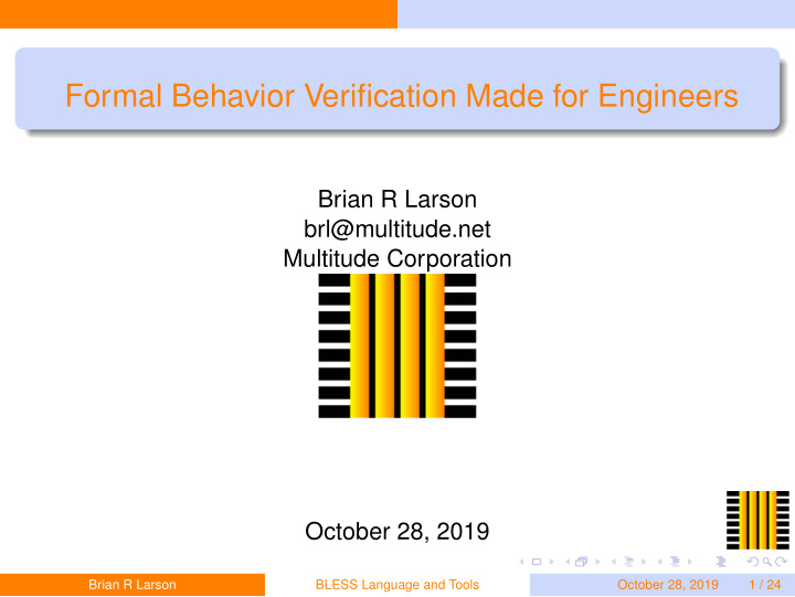 formal behavior verification made for engineers