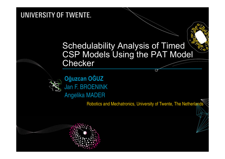 schedulability analysis of timed csp models using the pat