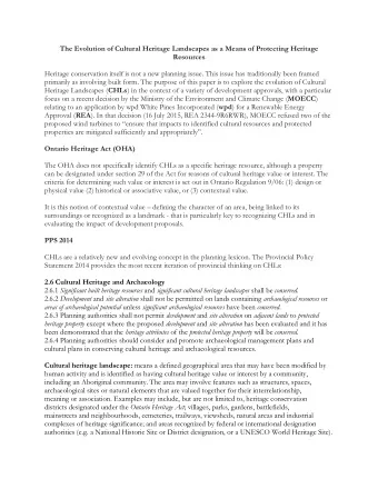 The Evolution of Cultural Heritage Landscapes as a Means of Protecting Heritage  Resources