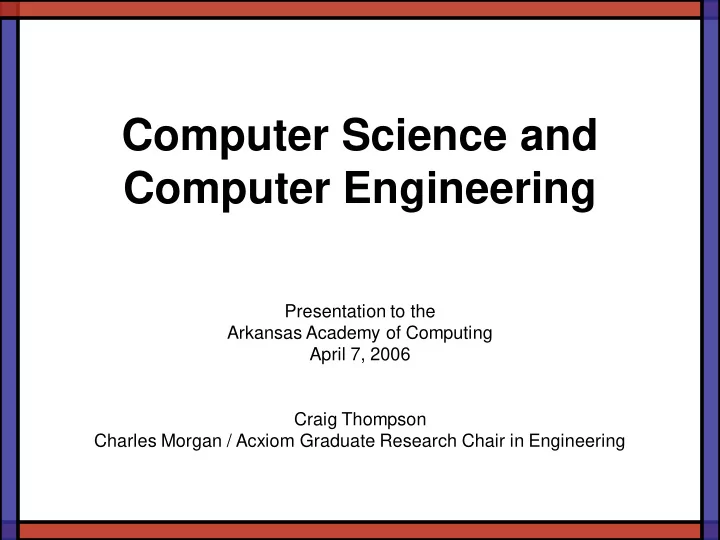 computer science and computer engineering