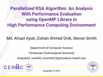 Parallelized RSA Algorithm: An Analysis  With Performance Evaluation  using OpenMP Library in  High