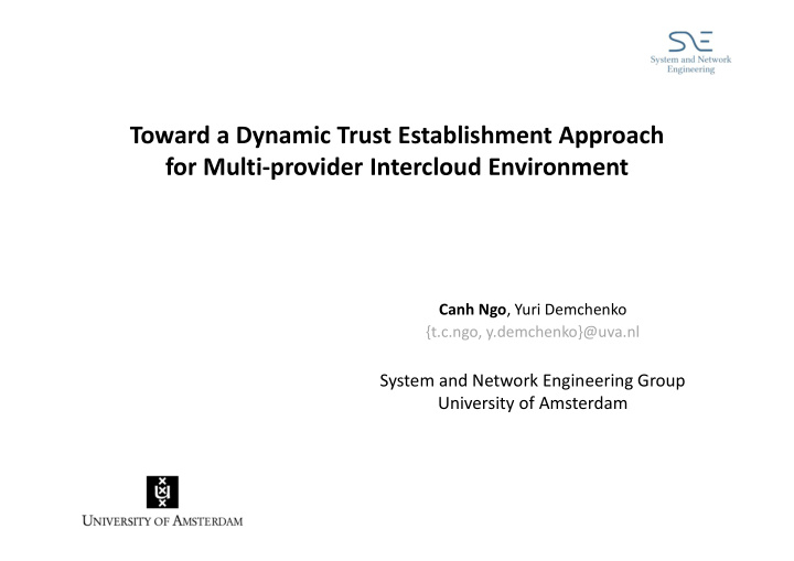 toward a dynamic trust establishment approach for multi