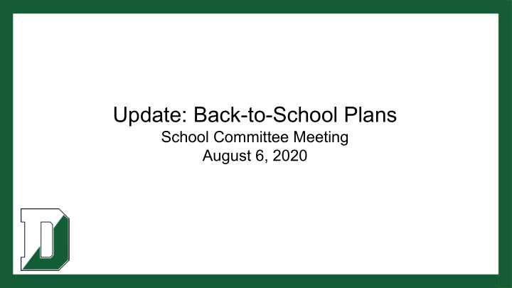 update back to school plans