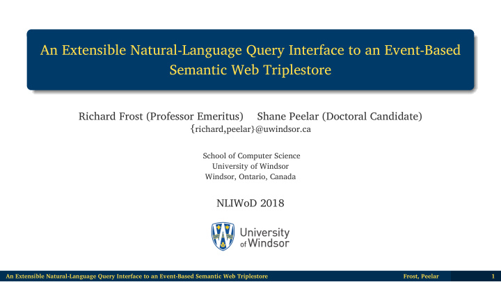 an extensible natural language query interface to an