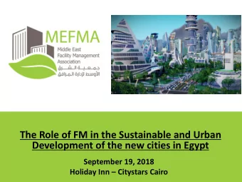 Development of the new cities in Egypt  September 19, 2018 Holiday Inn  Citystars Cairo  ALI