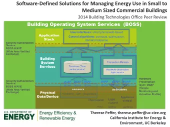 Medium Sized Commercial Buildings  2014 Building Technologies Office Peer Review  Building