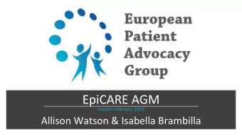 EpiCARE AGM  London February 2019  Allison Watson &amp; Isabella Brambilla EpiCARE EPAG Advocates