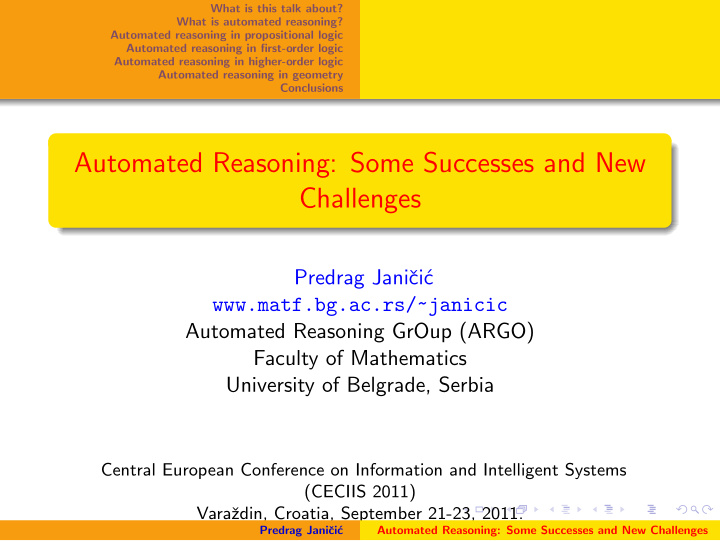 automated reasoning some successes and new challenges
