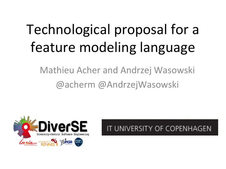 technological proposal for a feature modeling language