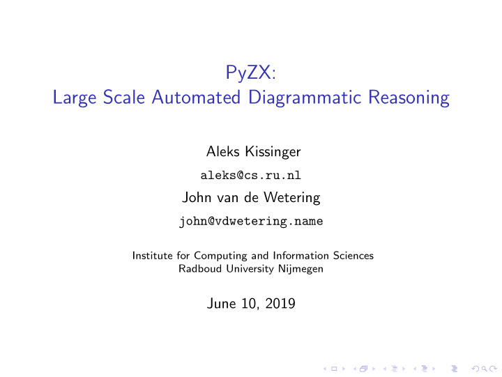 pyzx large scale automated diagrammatic reasoning