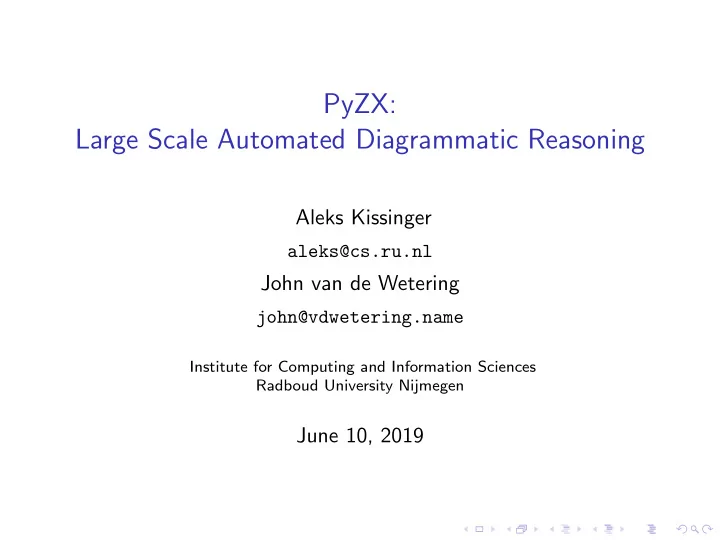 pyzx large scale automated diagrammatic reasoning