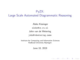 PyZX:  Large Scale Automated Diagrammatic Reasoning  Aleks Kissinger  aleks@cs.ru.nl  John van de