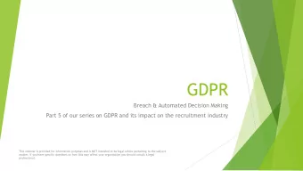 GDPR  Breach &amp; Automated Decision Making  Part 5 of our series on GDPR and its impact on the