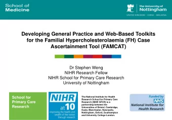 Developing General Practice and Web-Based Toolkits  for the Familial Hypercholesterolaemia (FH)