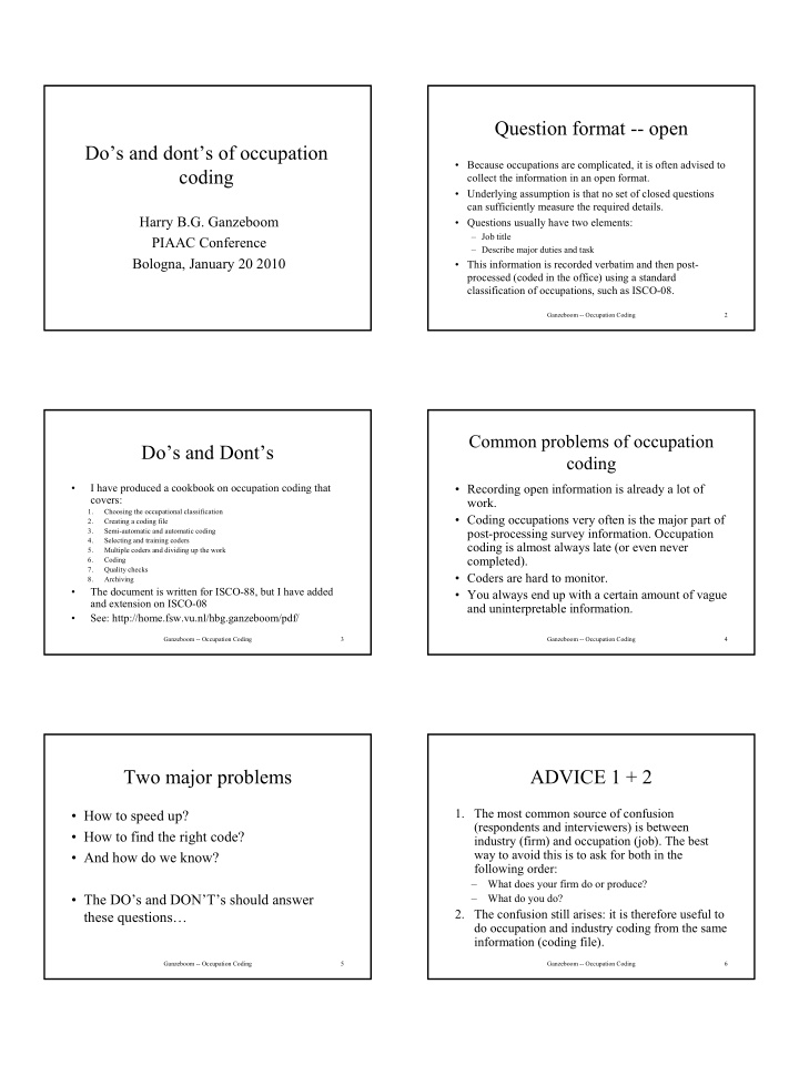 question format open do s and dont s of occupation