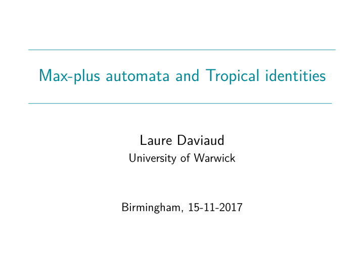 max plus automata and tropical identities