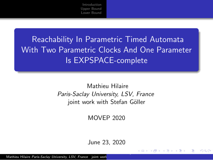reachability in parametric timed automata with two