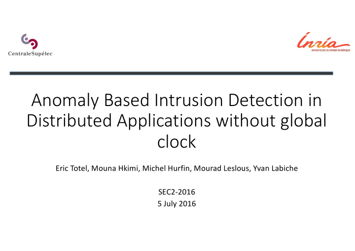 anomaly based intrusion detection in distributed