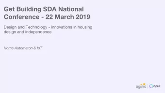 Get Building SDA National  Conference - 22 March 2019  Design and Technology - innovations in