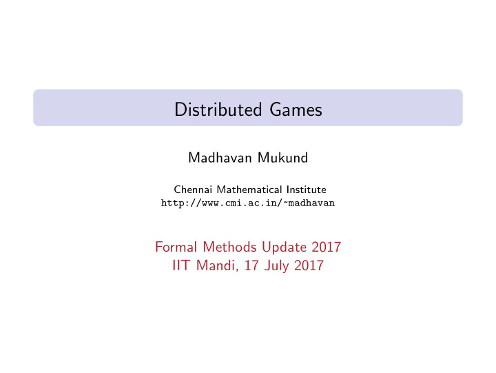 distributed games