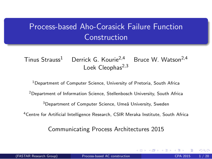 process based aho corasick failure function construction