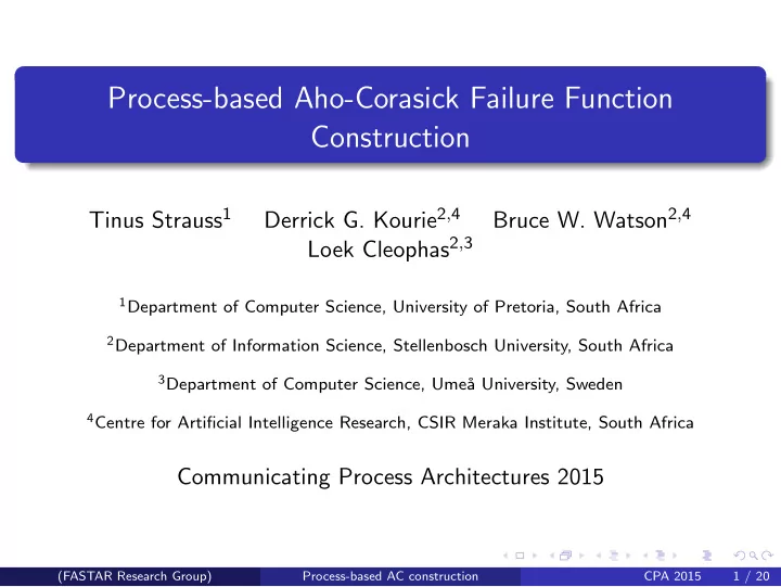 process based aho corasick failure function construction