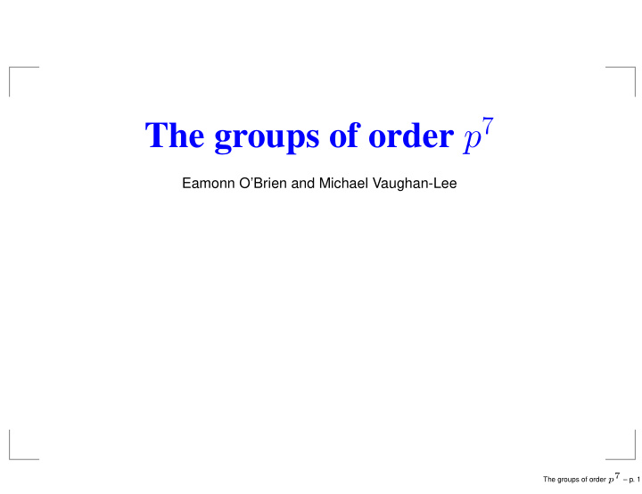 groups of order p k for k 1 2 6