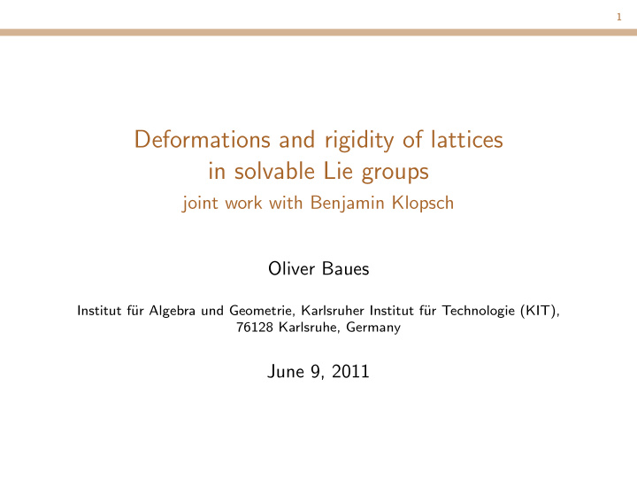 deformations and rigidity of lattices in solvable lie