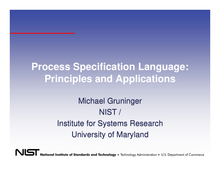 process specification language principles and applications