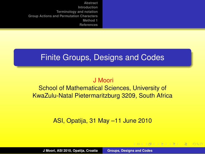 finite groups designs and codes
