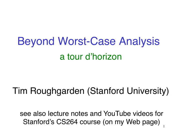 beyond worst case analysis