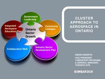 CLUSTER  Leadership  APPROACH TO  Integrated  AEROSPACE IN  Community  Aerospace  Ontario  Linkages