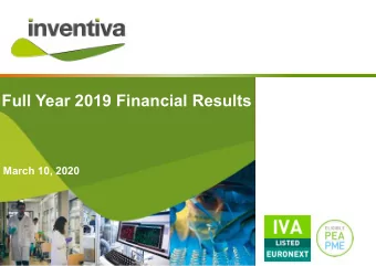 Full Year 2019 Financial Results  March 10, 2020  DISCLAIMER  This document has been prepared by
