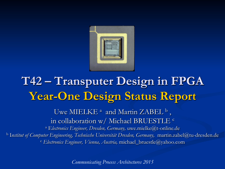 year one design status report