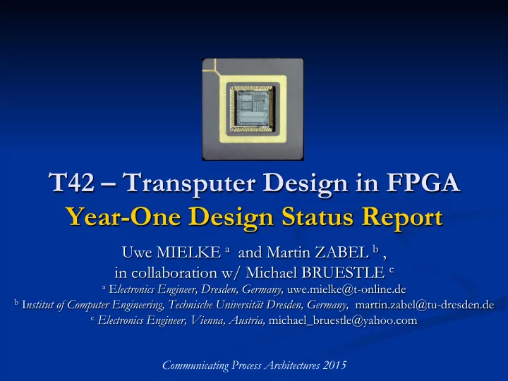 year one design status report