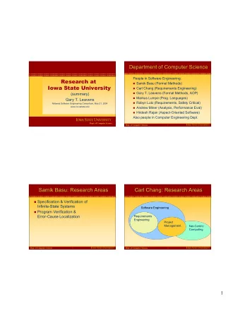 Department of Computer Science  People in Software Engineering:  Research at  Samik Basu (Formal