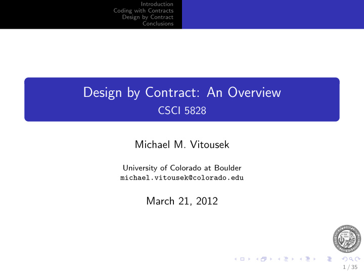 design by contract an overview