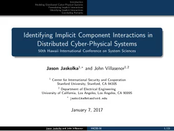 Identifying Implicit Component Interactions in  Distributed Cyber-Physical Systems  50th Hawaii