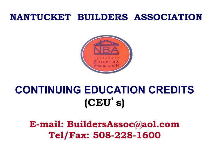 continuing education credits ceu s e mail buildersassoc