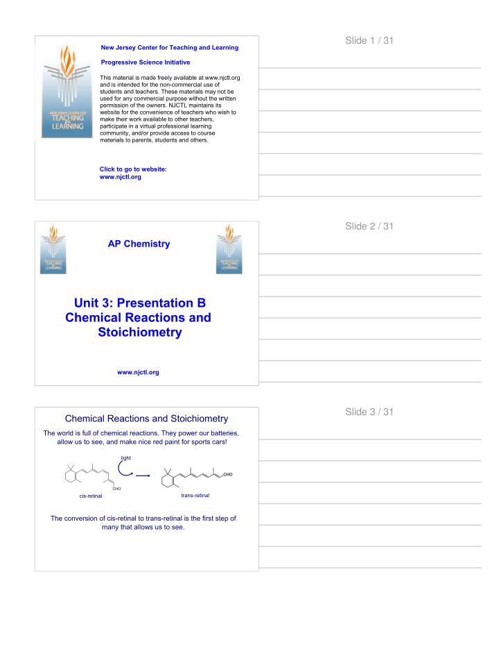 ap chemistry unit 3 presentation b chemical reactions and